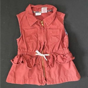 Aspen Kids Burnt Orange Zip Up Vest Dress Toddler Girls Size 5T Ruffled